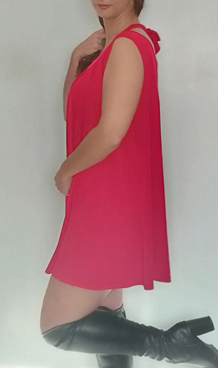 Tunique rouge dos ouvert grande taille - photo numéro 5