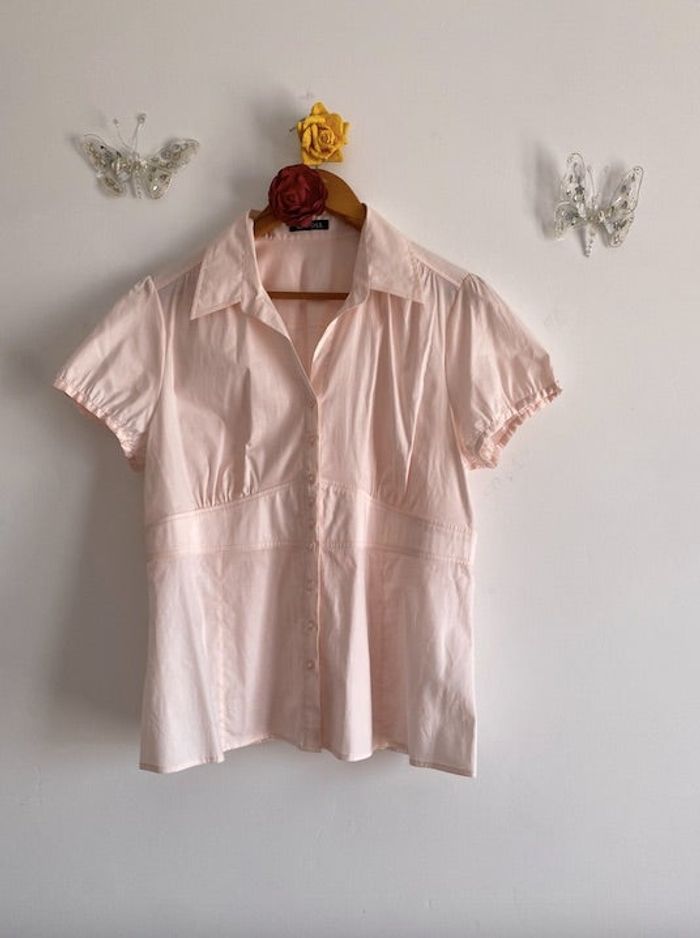 Caroll – Adorable chemisier rose pale