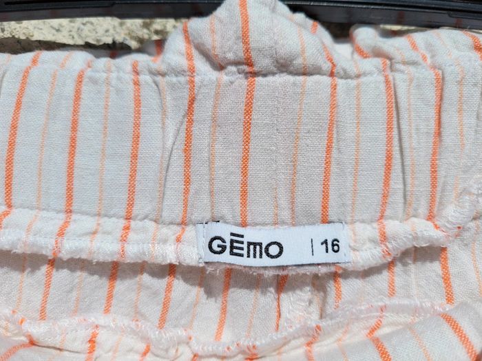 Superbe pantalon en lin Gémo,  crème à rayures abricot, 16 ans, neuf - photo numéro 4