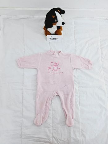 Pyjama en velours souris rose bébé fille 6 mois