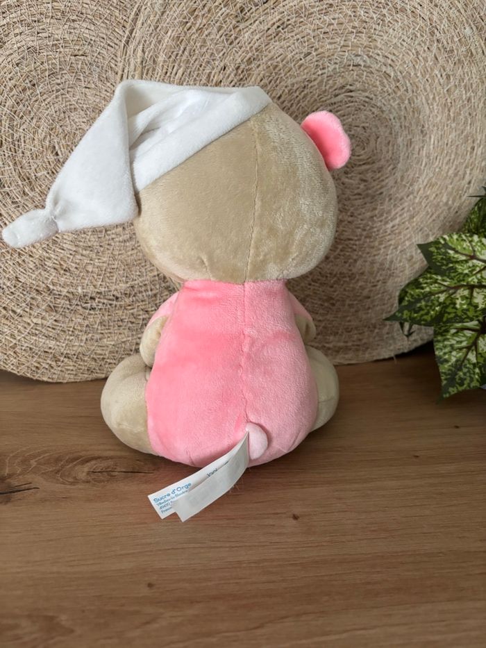 Doudou ours beige rose étoile sucre d orge - photo numéro 2