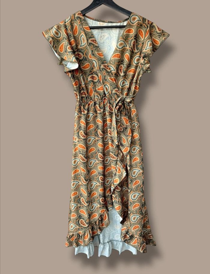 Robe imprimé kaki et orange