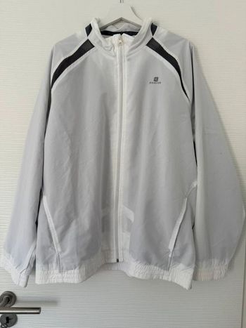 Veste survêtement sport coupe-vent blanche manches longues avec poches