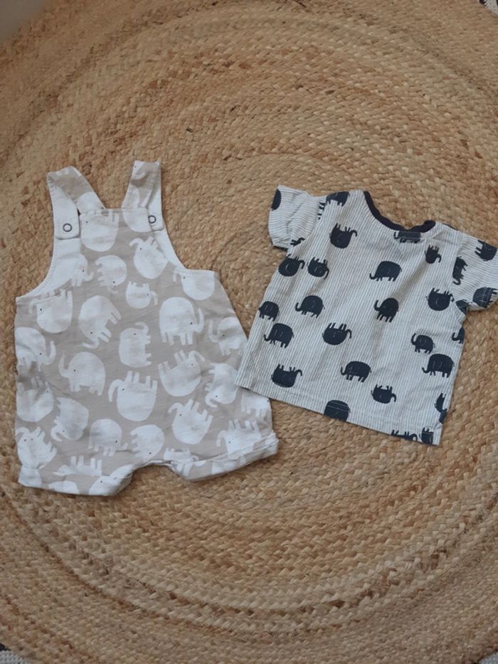 Tenue tee-shirt et salopette éléphants - photo numéro 4