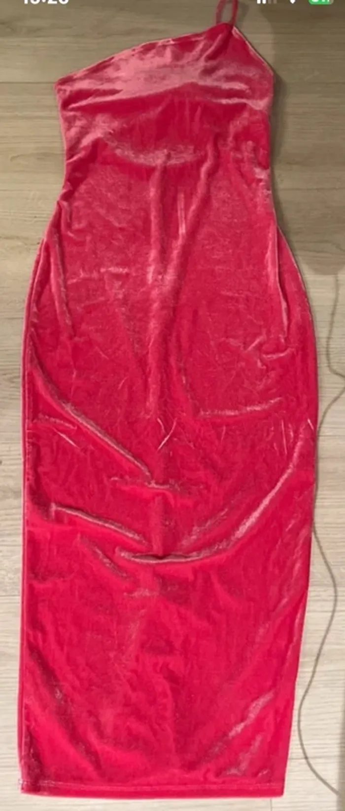 Robe longue rose en velours - Taille S - photo numéro 3
