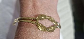 Bracelet mailles épaisses double noeud acier inoxydable or réglable