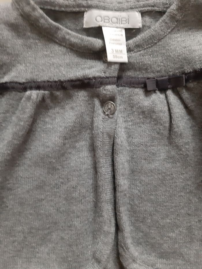lot de 2 gilets mauve et gris - Obaïbi - 3 mois - photo numéro 8