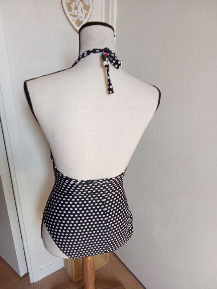 Maillot de bain femme une pièce tribord decathlon taille XS ou 34- 36, blanc, noir, motif pois - photo numéro 5