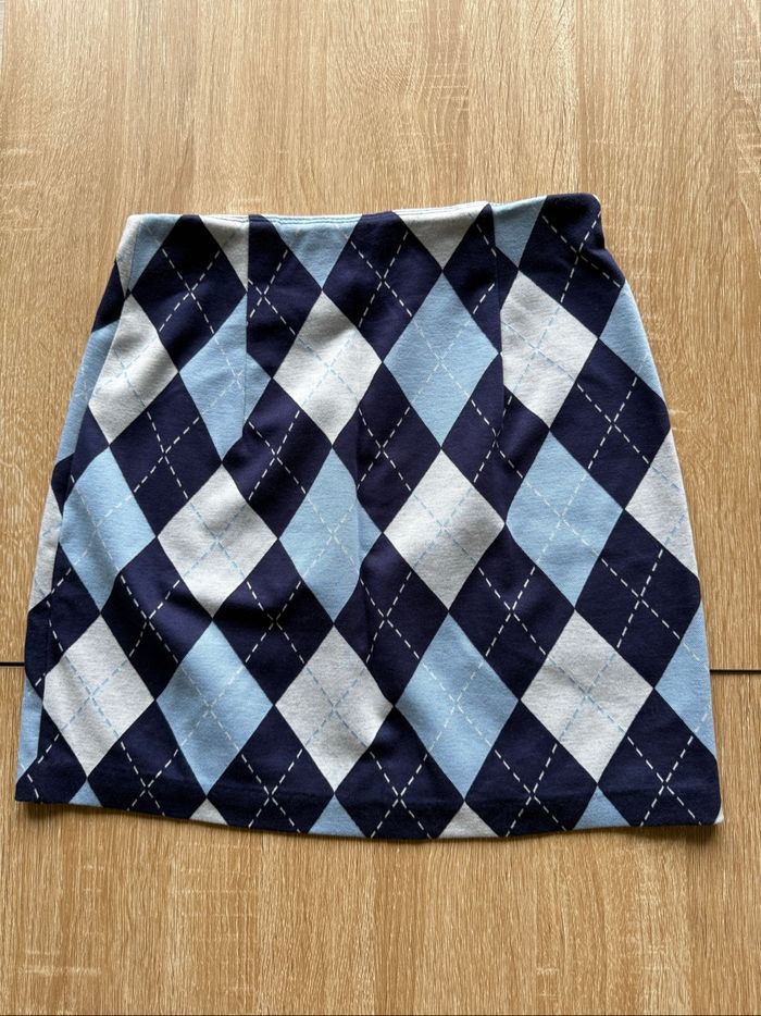 Jupe courte moulante bleu blanc H&M taille 34 XS - photo numéro 3