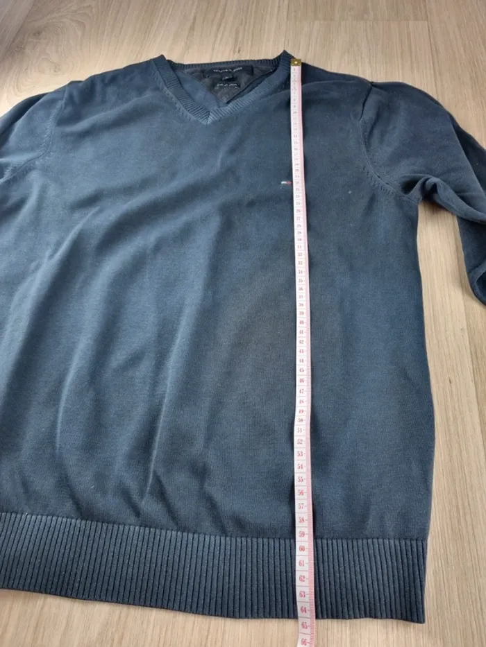 Pull en coll V Tommy Hilfiger bleue Homme Taille XS - photo numéro 5