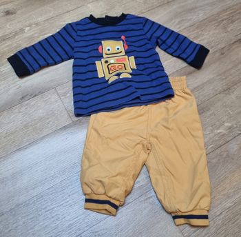 ensemble vêtement garçon 3 mois pantalon moutarde et haut rayure bleu