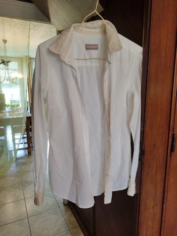 Chemise blanche col dentelle beige M/38