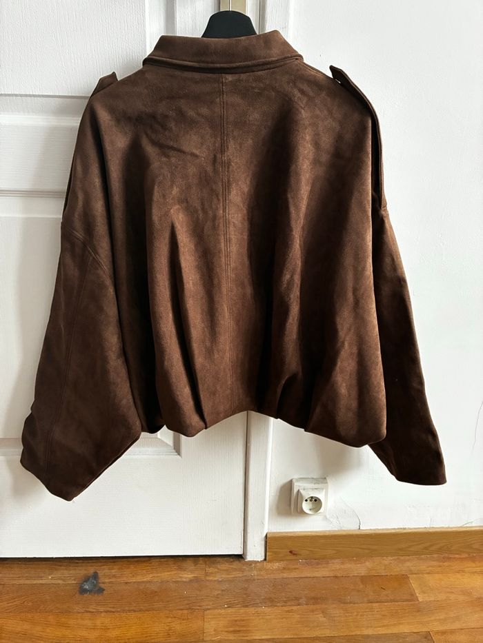 Veste Bomber effet daim Marron Foncé - Taille L - Neuve - photo numéro 2