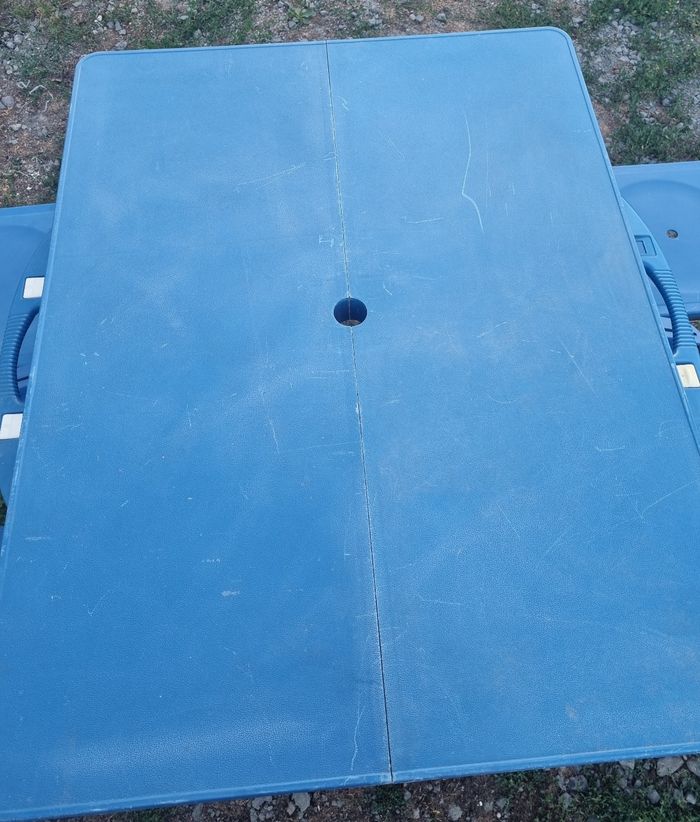 Table de camping pliante 4 places bleu vintage - photo numéro 5