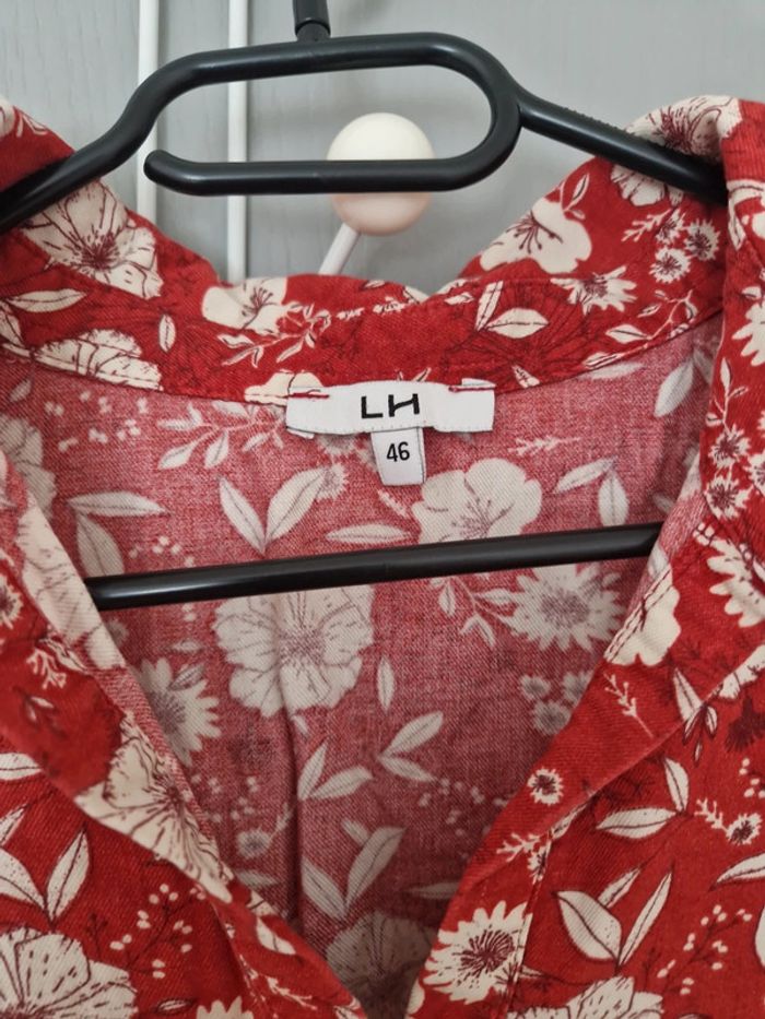 Robe longue fleuri rouge crème taille 44-46 très bon état - photo numéro 6