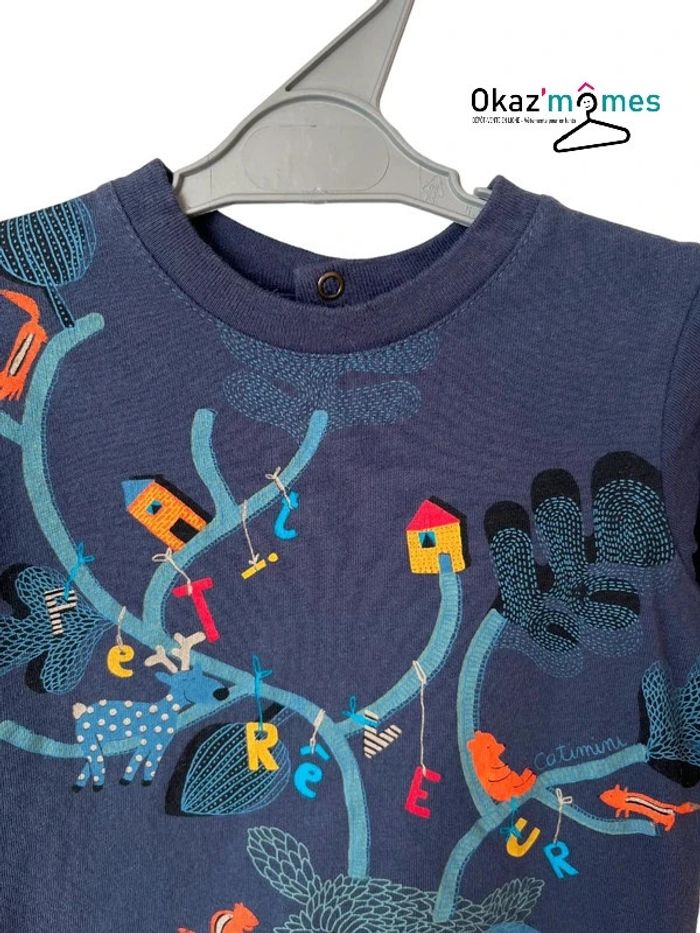 T-shirt manches longues marine "petit rêveur" - Catimini 6 mois (68cm) - photo numéro 2