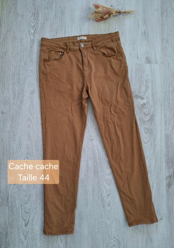Jean slim/pantalon Cache Cache femme camel/marron taille haute très tendance 🤎 - Taille 44