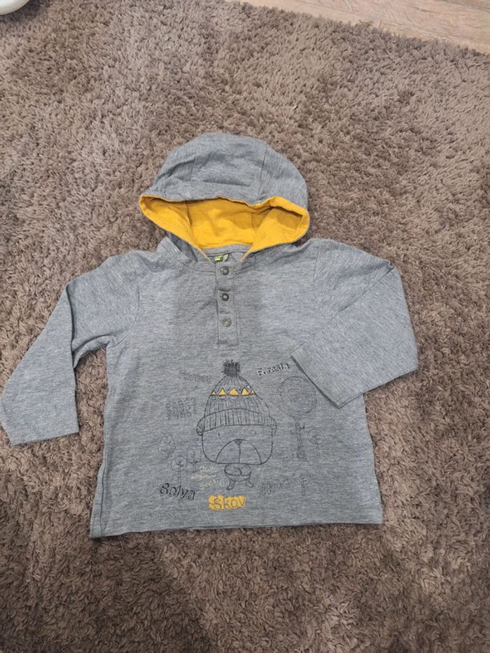 Tee shirt ml avec capuche 18 mois
