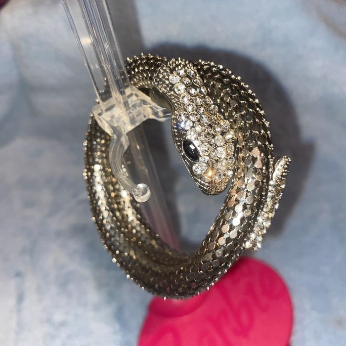 Bracelet fantaisie argenté serpent - photo numéro 3