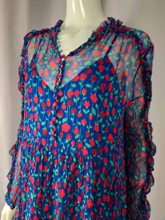 Robe The Kooples transparente à fleurs – Taille 3 – Volants & boutons - photo numéro 3