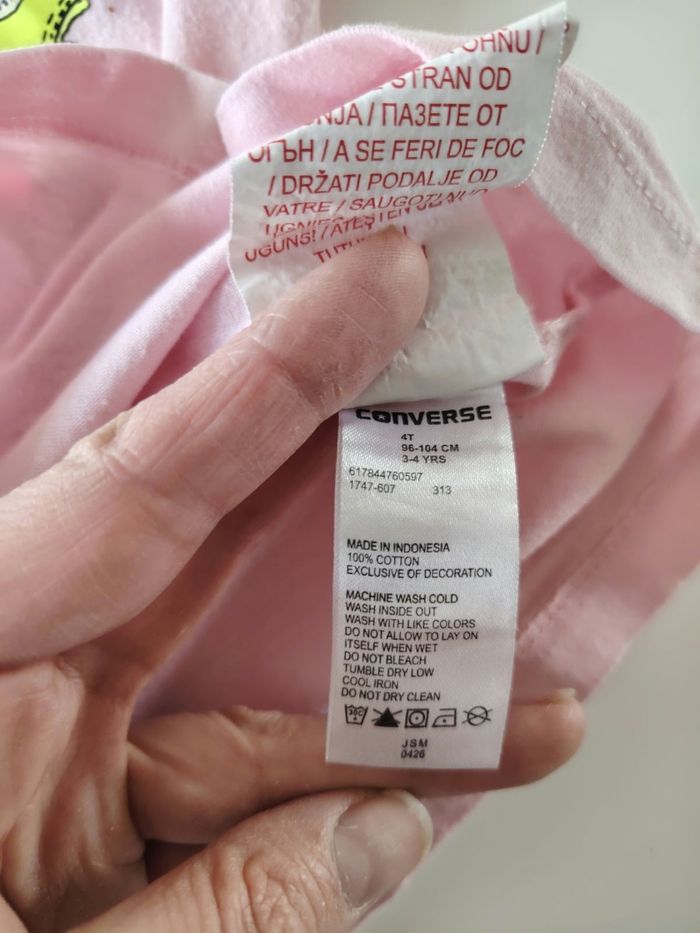 T-shirt manches courtes rose 4ans converse - photo numéro 4