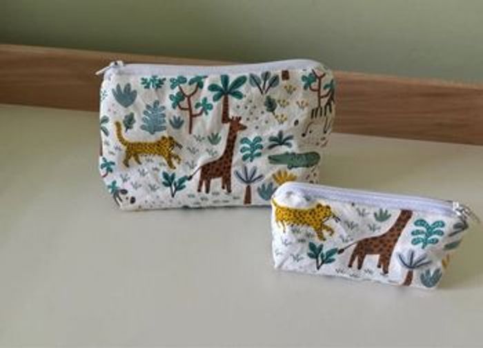 Ensemble de pochettes /trousses thème savane - photo numéro 2