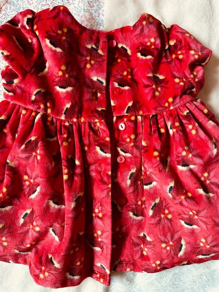 Robe rouge velour coton tulle 3 mois - photo numéro 4