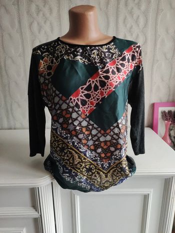 Blouse bi-matiere Zara w&b t38