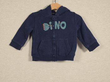 Gilet zippé à capuche dinosaures In Extenso 74 cm