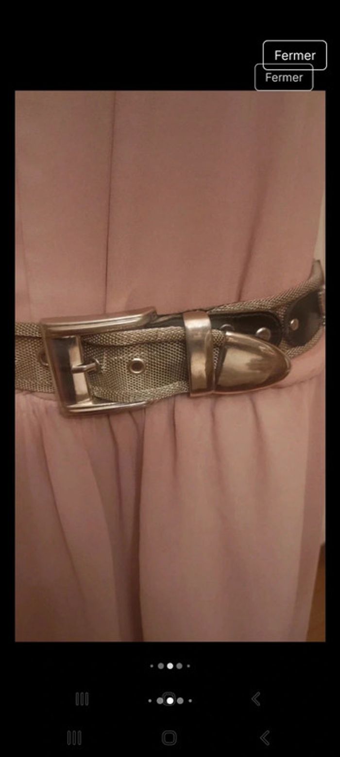 Ceinture en métal/cuir/aigles ajustable 80/90cm - photo numéro 4