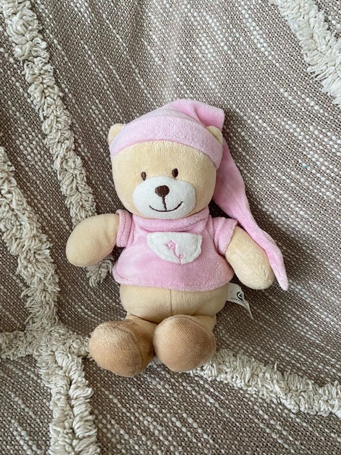 Peluche doudou 25cm CP international ours beige et rose très bon état