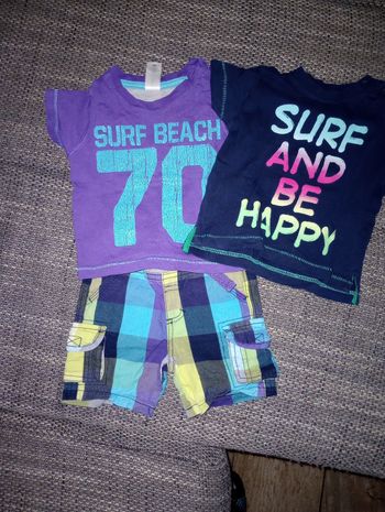 Ensemble short+2tee shirts 9mois