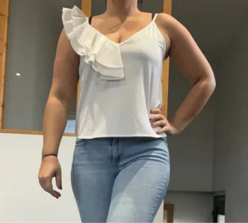 Débardeur blanc asymétrique sexy