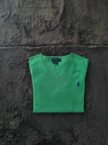 Pull col V Ralph Lauren vert, M Hommes