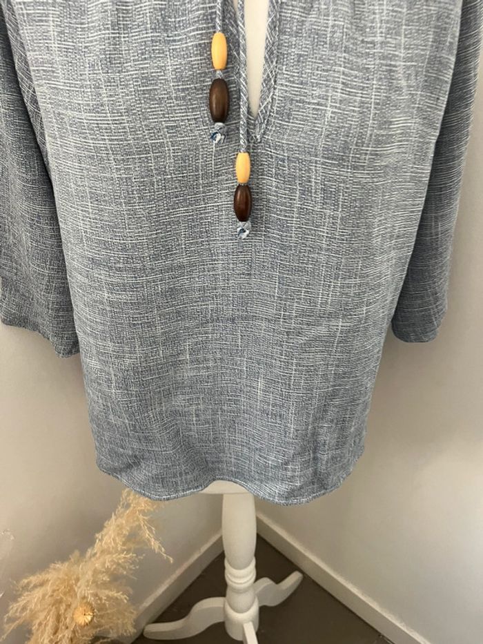 Blouse bleue chiné Zara S comme neuve - photo numéro 2