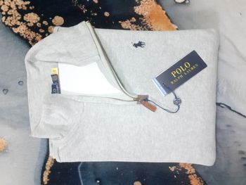 Pull half zip Ralph Lauren - Taille L - Couleur gris logo brodé noir - Neuf