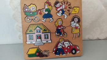 puzzle bois  la famille vintage