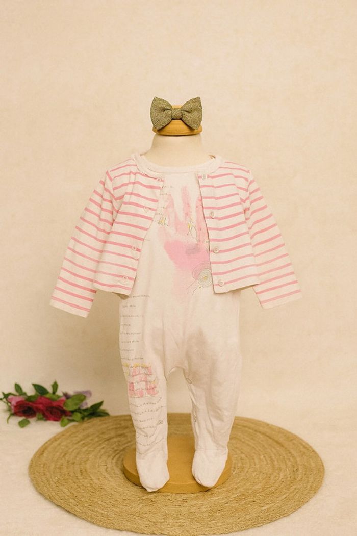 🌸🎀Ensemble Catimini bébé fille – 9 mois – Grenouillère + gilet – TBE🎀🌸