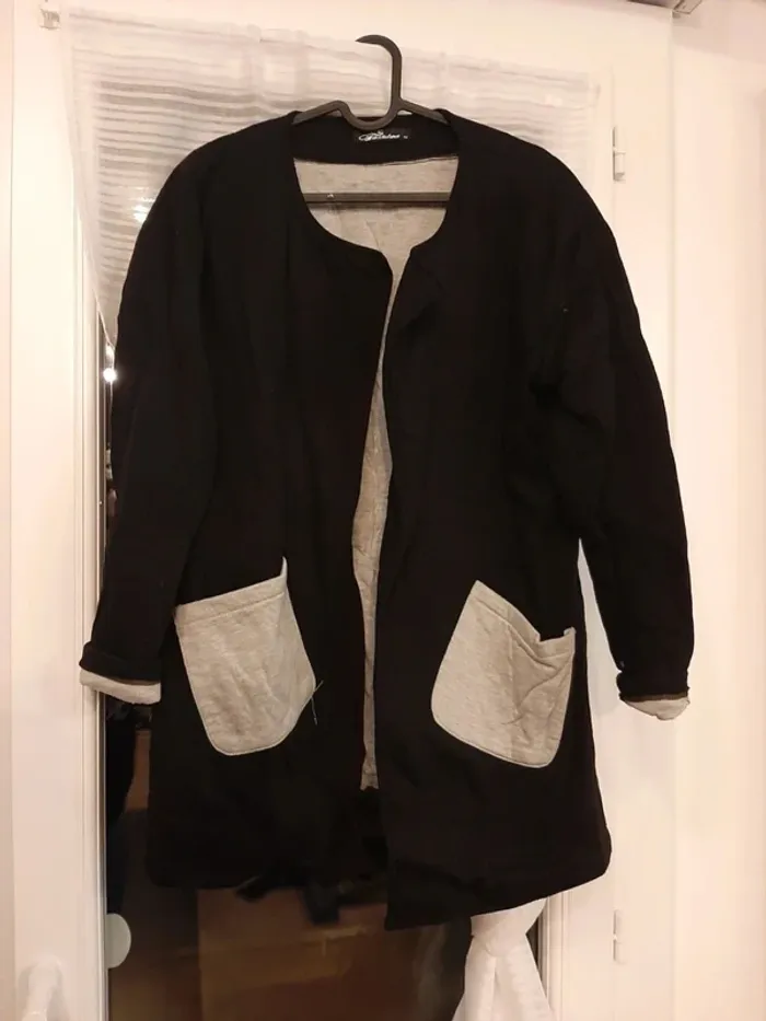 Veste gilet femme taille m noir et gris chaude douce