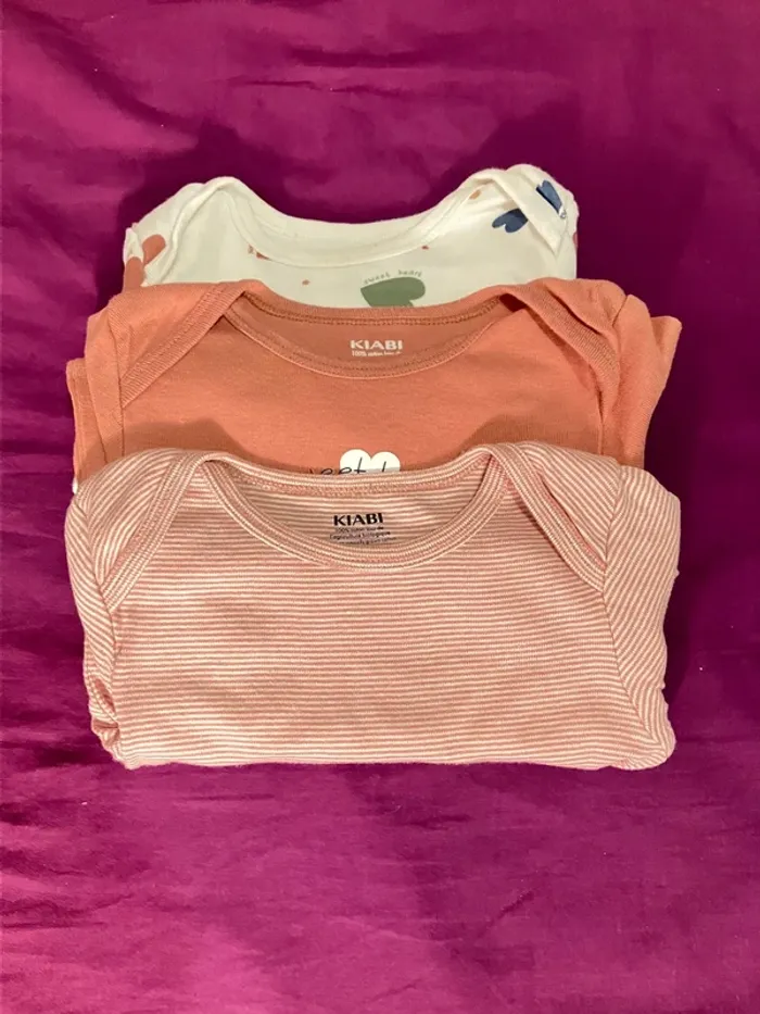 Lot de 3 bodys fille Kiabi en coton biologique