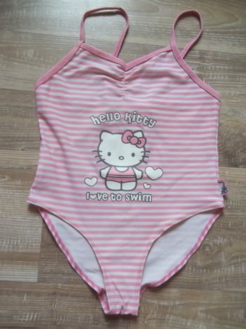 Maillot bain rayé rose Hello Kitty 7/8 ans