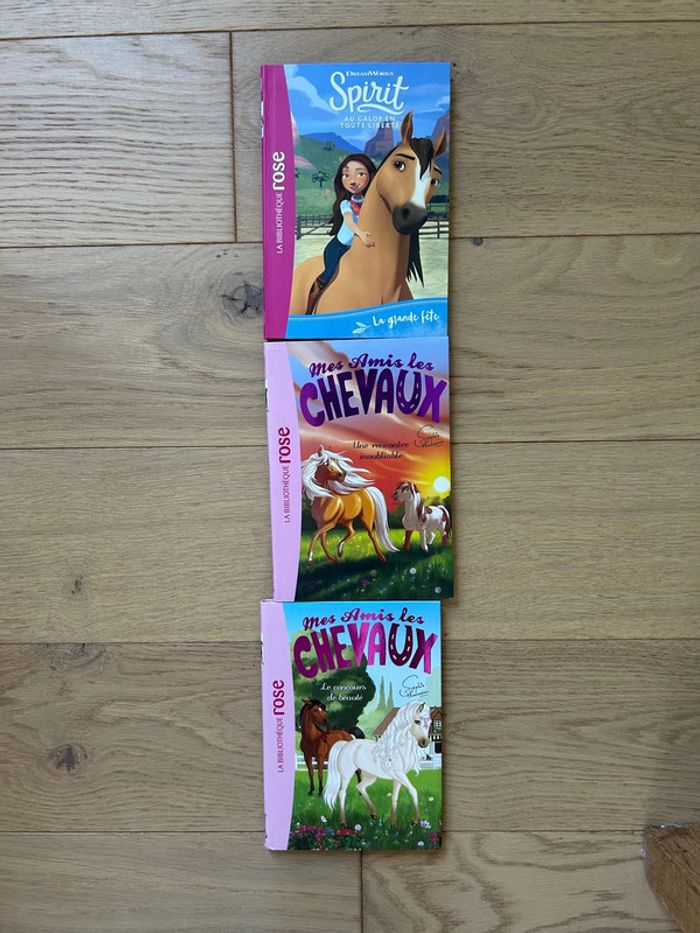 Lot de 3 bibliothèque rose chevaux et Spirit