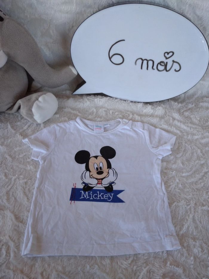 Tee shirt chemise manches courtes Garçon 6mois Mickey Disney Baby 100% coton