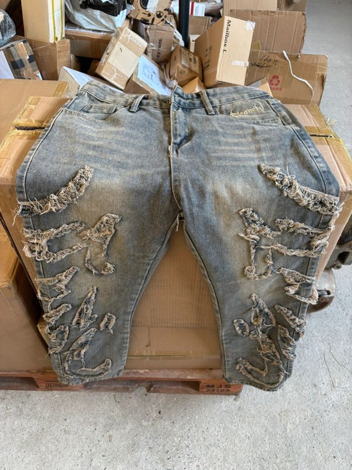 🔥 Jean effet destroy ultra stylé 🔥