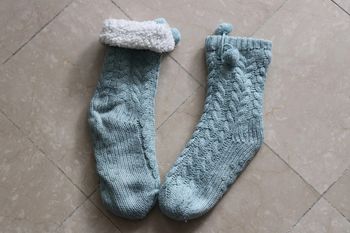 Chaussette chausson hiver bleu
