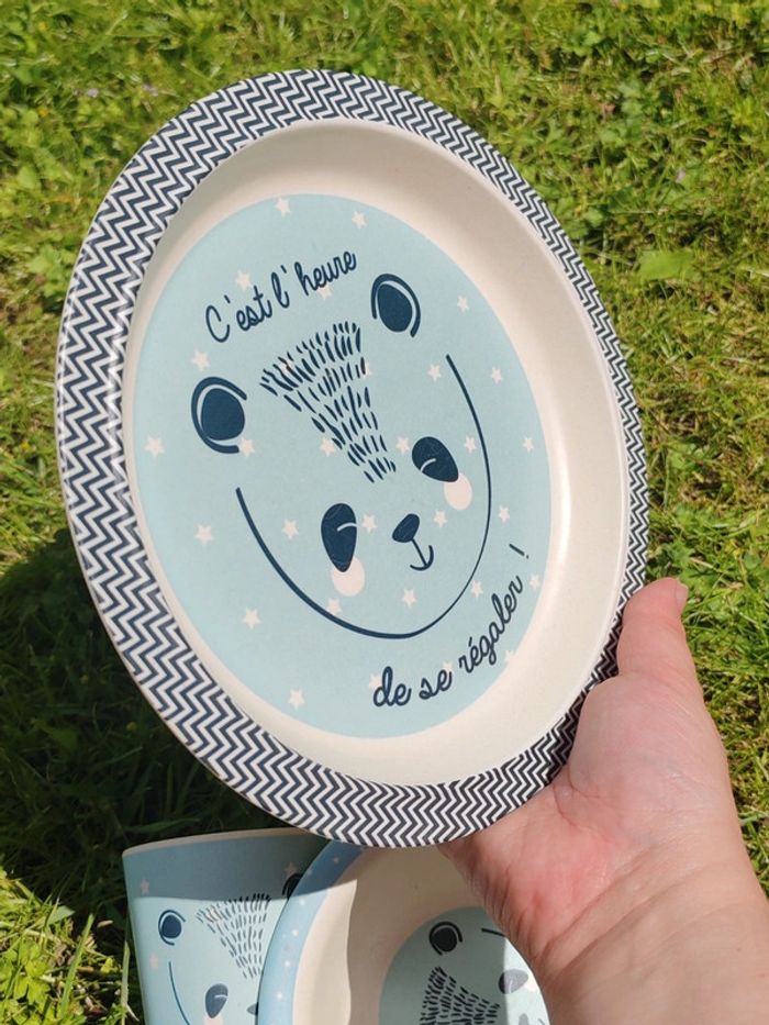 Set de vaisselle enfant panda bleu - photo numéro 10