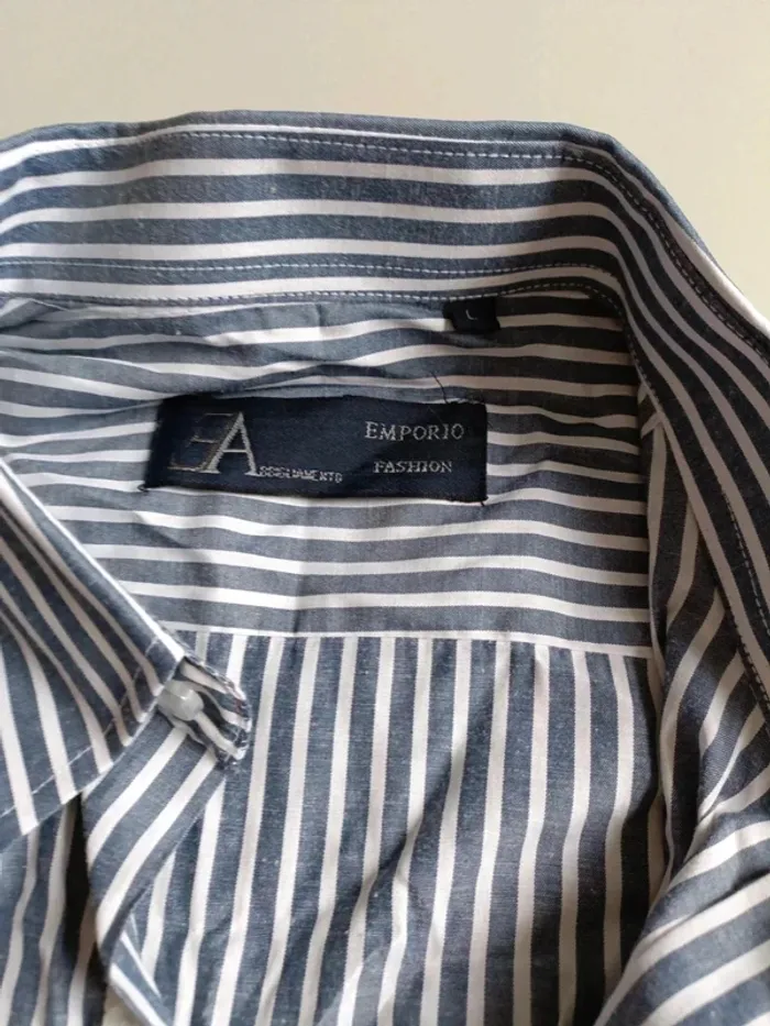 Chemise rayé gris et blanc emporio fashion taille l - photo numéro 6