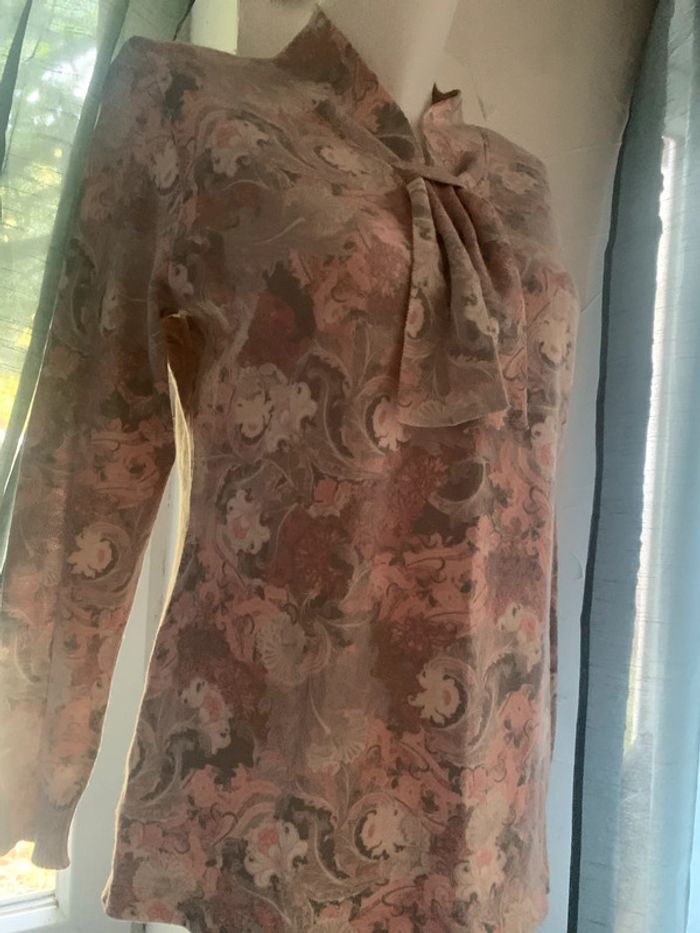 Pull vintage taille 42 manches longues rose gris - photo numéro 7