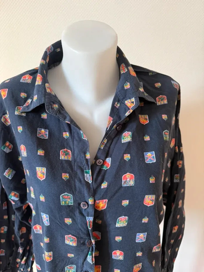 Chemise vintage bleu marine en bon état taille 42 Jean chancel - photo numéro 3
