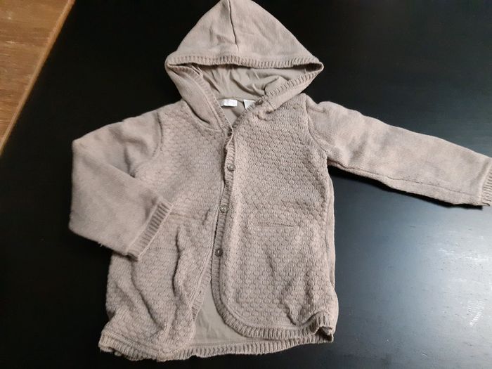 Gilet épais gris bébé mixte 18 mois capuche obaibi